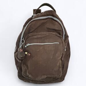 Kipling Brown Nylon Full Size Backpack w/ Lylian Monkey Lightweight Multi-Pocket